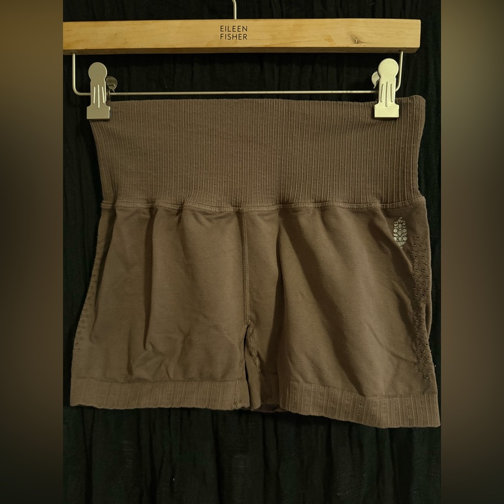 Free People Movement Good Karma Light Brown Tan Washed Out Running Shorts